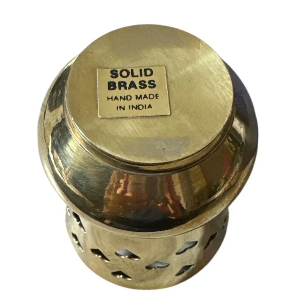 Vintage Solid Brass Votive Candle Holder with‎ Heart Cut Outs Handmade in India